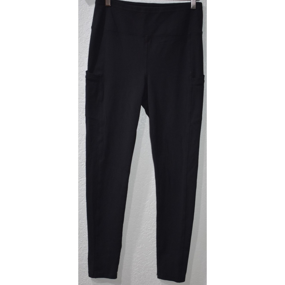 T by Talbots MEDIUM Leggings Black Pockets Yoga Athleisure Stretch‎ Activewear